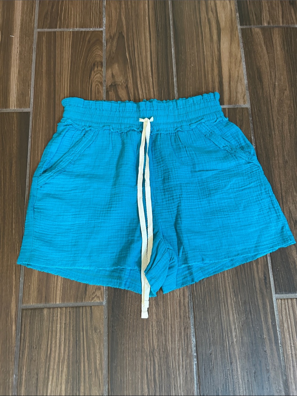 Zenana Outfitters Teal Drawstring Athletic Shorts